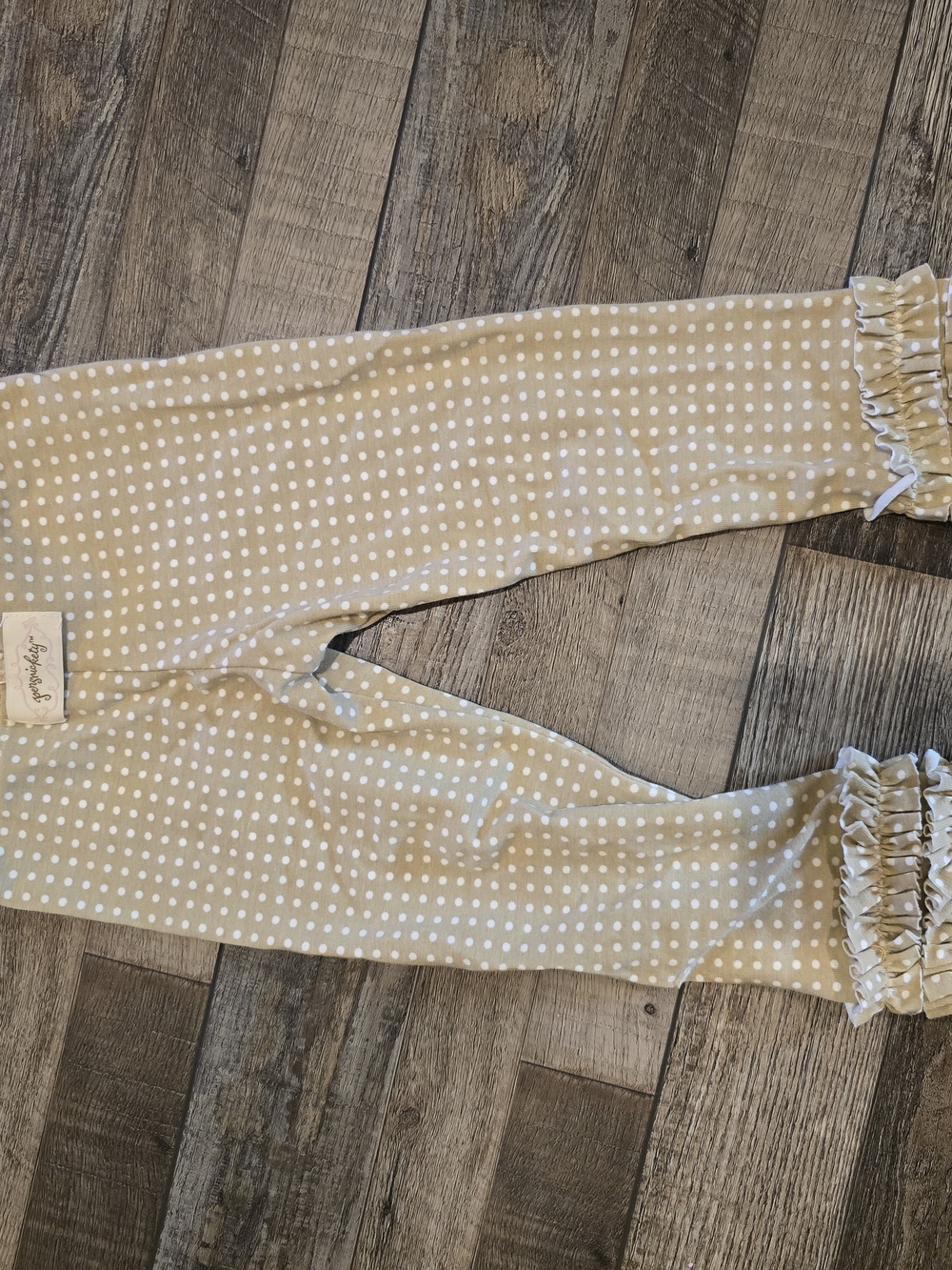 Persnickety Cream Polka Dot Ruffle Hem Leggings - Picture 2 of 2